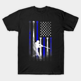 Team American Flag Baseball Player Gift T-Shirt